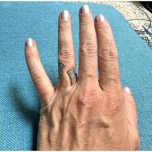 Stella & Dot Pave Horn CZ Ring Gold Plated Size 6 Adjustable